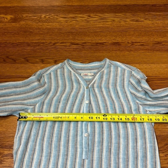 FAHERTY 100% Linen Striped Tunic Shirt Dress Kraine Shirtdress XS Blue white - Picture 8 of 10